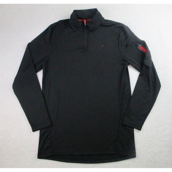 Spyder‎ Active Shirt Mens M Black Pullover 1/4 Zip L/S Active Performance Logo - Picture 1 of 10